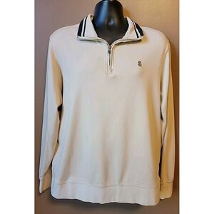 Izod Golf Men's Long Sleeve Pullover - Quarter Zip, Beige | Size Large